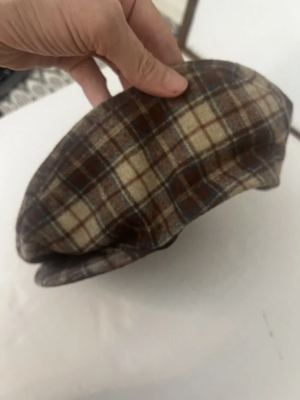 Vintage Pendleton Cabbie Hat Brown Plaid Wool Newsboy Cap Golf L